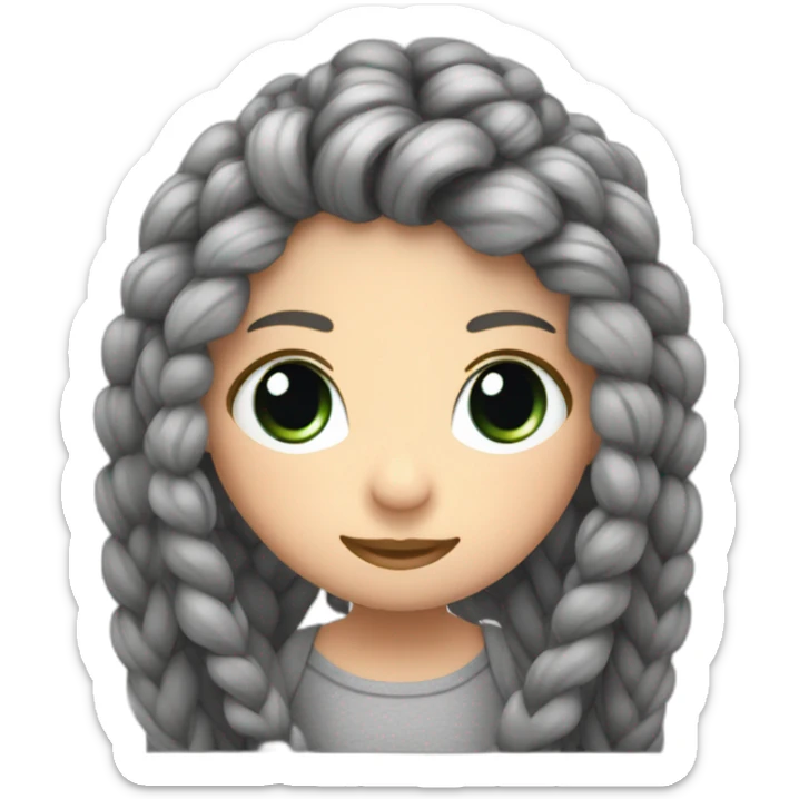 fotografa morocha pelo largo con trenzas y ojos grises, camara canon sticker