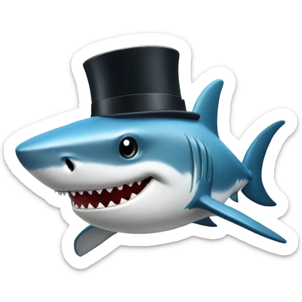 Shark with a top hat sticker