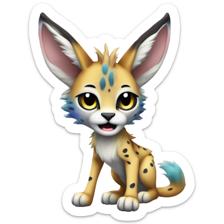 Cute Kawaii Cool Edgy Epic Ethereal Sparkly Colorful Sergal-Serval-Caracal-Vernid full body sticker