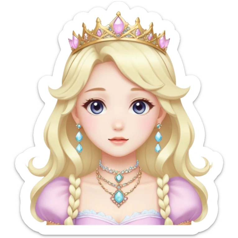 Gorgeous beautiful pretty anime princess lady, accessories, jewelries, pastelcore, cottagecore, fairycore, elegant sticker