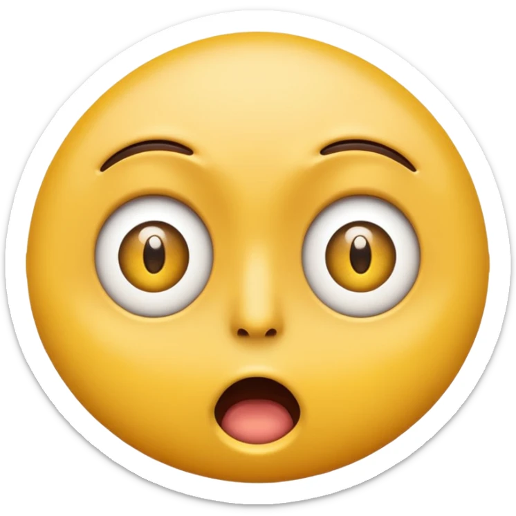 Eye twitch emoji. Standard yellow emoji face. One eye half open in a twitch way. Mouth in a shocked expression  sticker