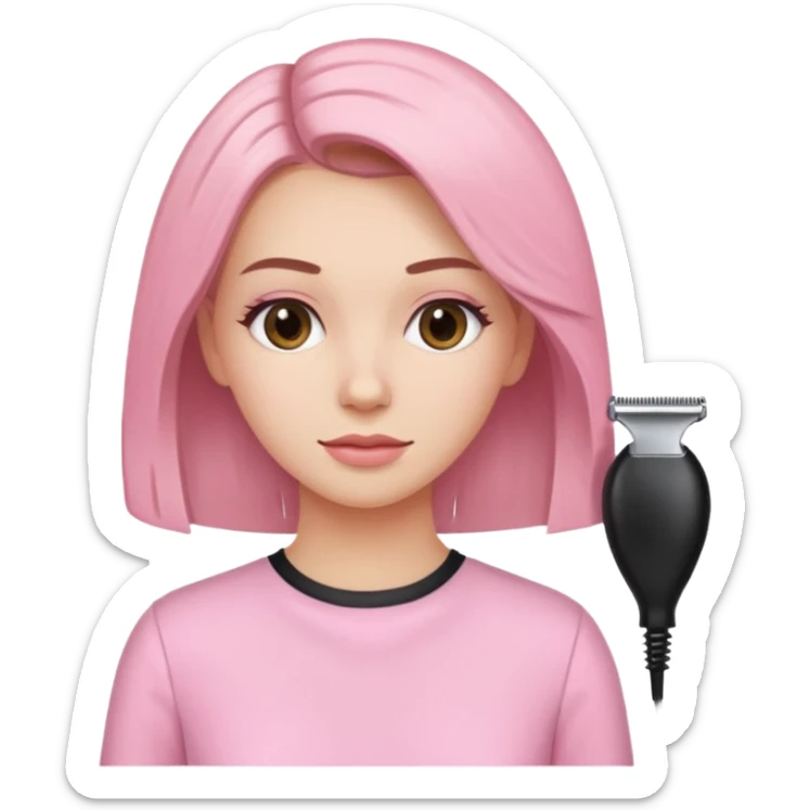 woman at the hairdressers with light pink clothes sticker