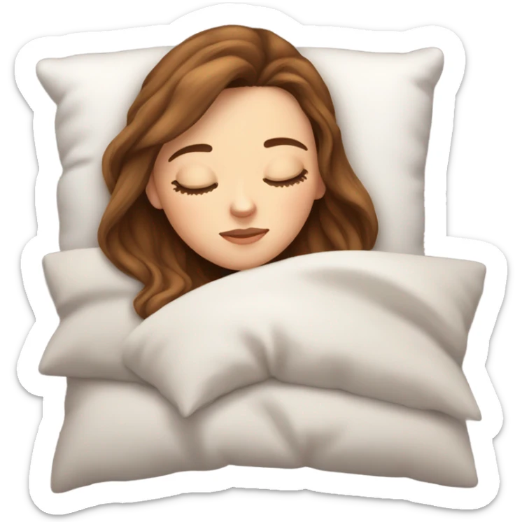 White girl with frekles Brown straight hair sleeping peacfully on a pillow  sticker