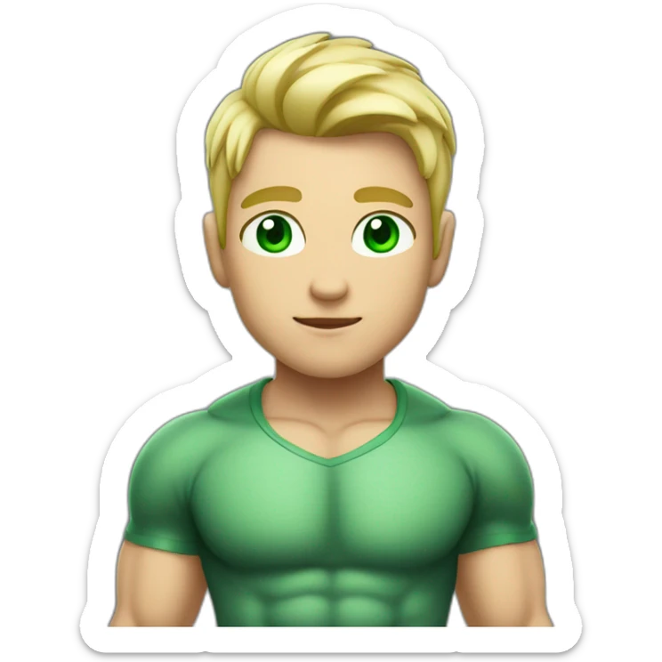 Muscular boy with green eyes and shirt off, blond hair  sticker