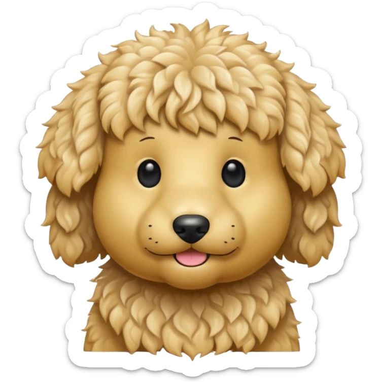 Can you make me an emoji of a white mini golden-doodle no brown in his fur that looks more like a poodle with black eyes? sticker
