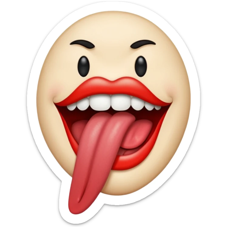 a mouth with its tongue sticking out, referencing the Rolling Stones album sticker