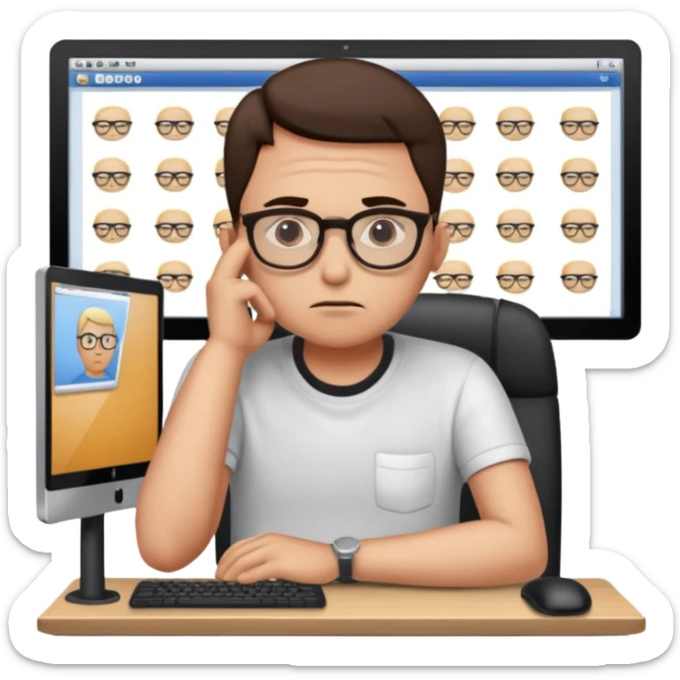 a shop owner who is not satisfied with local sales and is sad and tired of meta ads marketing getting no response sticker