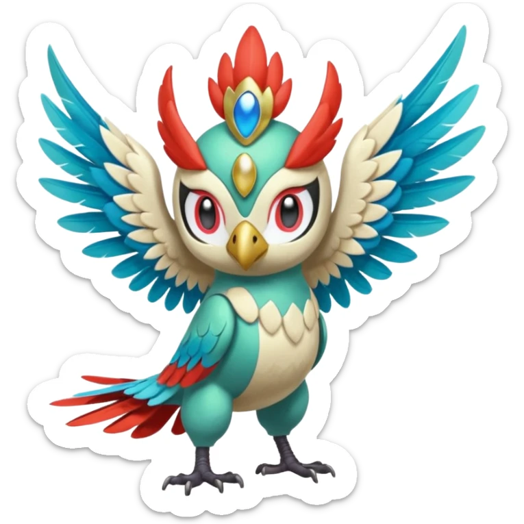 Meloetta-Hawlucha-Swablu-Trico-Pokémon-Fakémon-fusion-hybrid-creature sticker