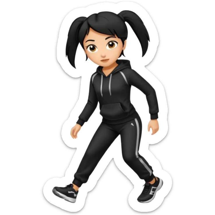 a pretty bratz tan girl who is fat . Hair color black. Jogging outfit sticker