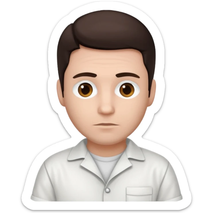 Steven Jay Russell with dark brown hair, white inmate outfit sticker