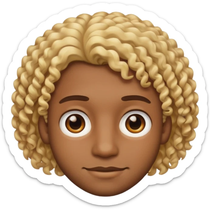 A emoji face of a black guy who has brown eyes and blonde curls   sticker