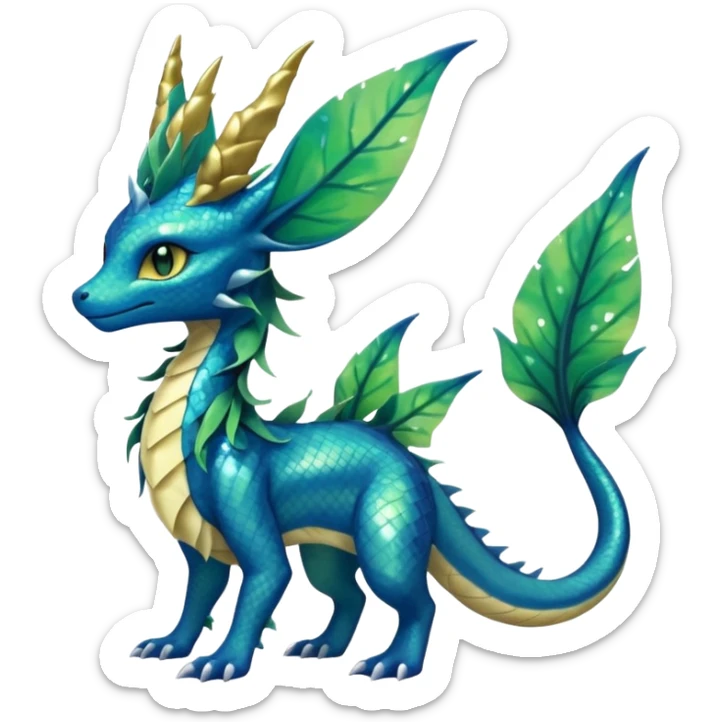 Shiny ethereal elemental swampy Salandit-Leafeon-Vaporeon-hybrid-fusion (full body) sticker