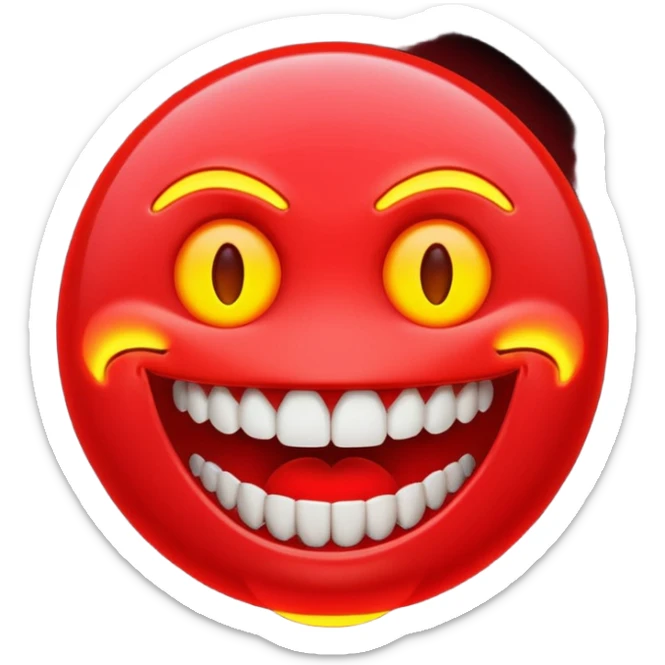 can you make me a red neon emoji out of the word "Ego" with teeth beside it  sticker