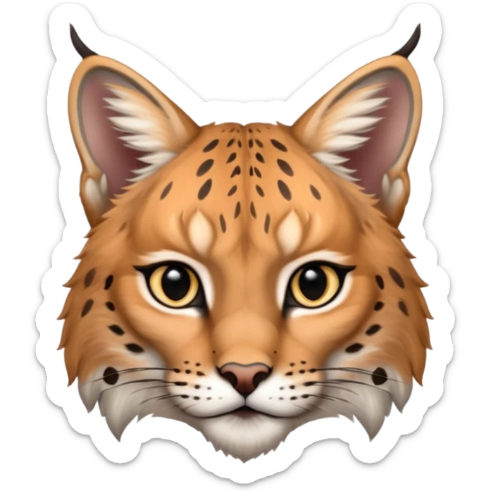 A high-resolution photo-realistic digital illustration of a young lynx, chest upward A high-resolution, photo-realistic digital illustration of a majestic young Eurasian lynx, shown from the shoulder upwards with lynx markings sticker
