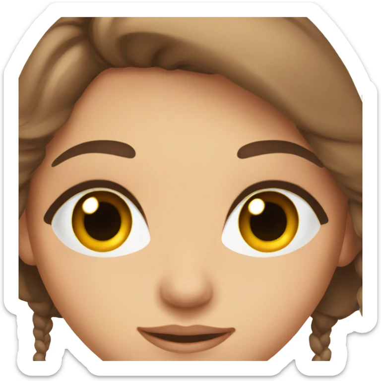 Beautiful girl, brown eyes, eyelashes, long brown hair sticker