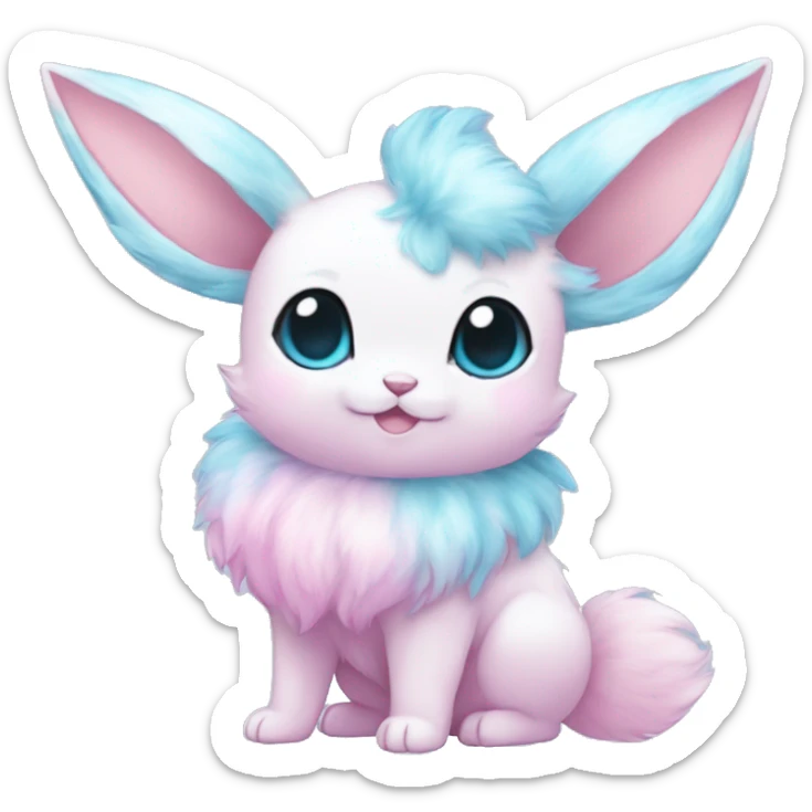 Kawaii Pastel Cotton-Candy-Colored Eeveelution-Cute-puppy-Bunny-Pokémon-fusion full body sticker