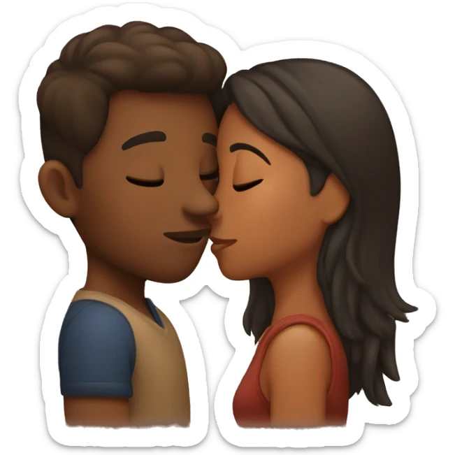 brown skin female kissing brown skin male sticker