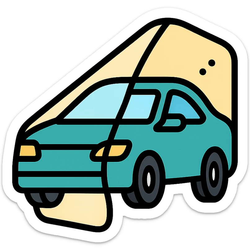 elegant and modern icon of a car covered with a transparent protective film, clean lines and subtle details sticker