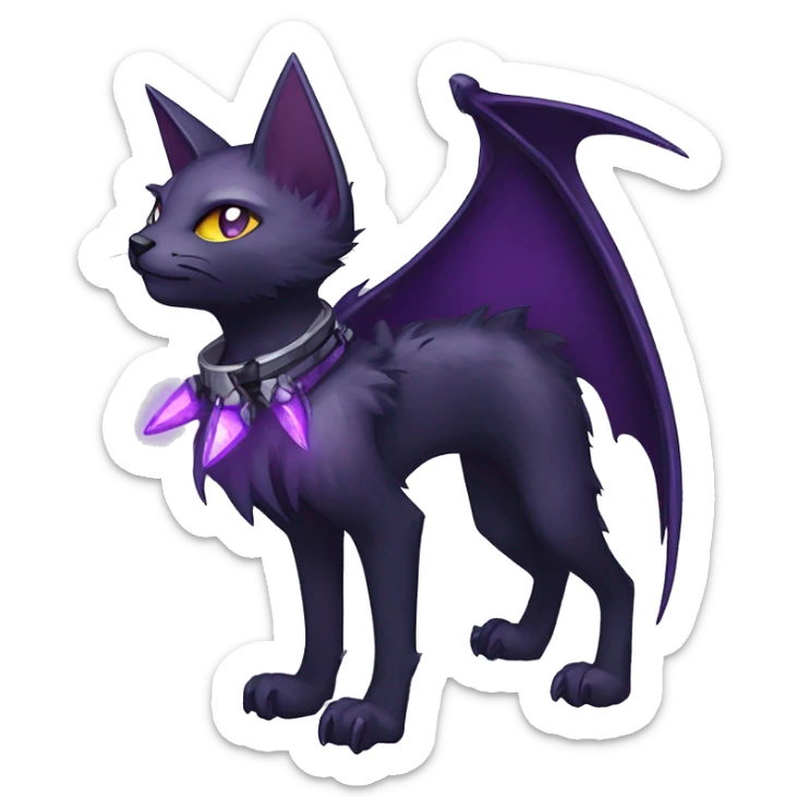 cool edgy black punk Purple ethereal fantasy nargacuga-bat-cat-Fakemon collar full body sticker