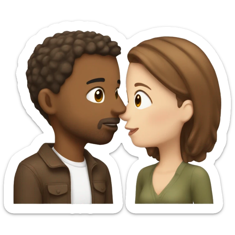 white guy with brown short hair kissing her white girlfriend with log brown hair sticker