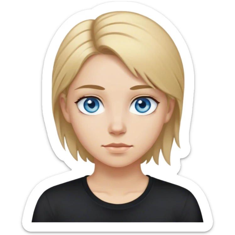 Lesbian girl  blue eyes black shirt dirty blonde hair sticker