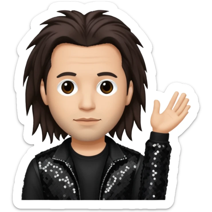 David Silveria from Korn with dark brown hair, light skin, black sequin outfit sticker