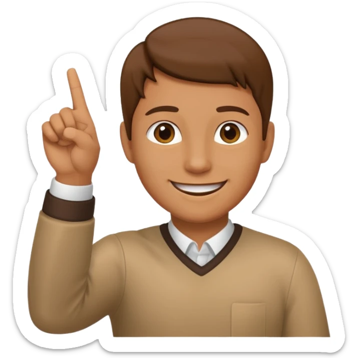 Draw a picture of a person pointing to themselves with their other hand raised. sticker