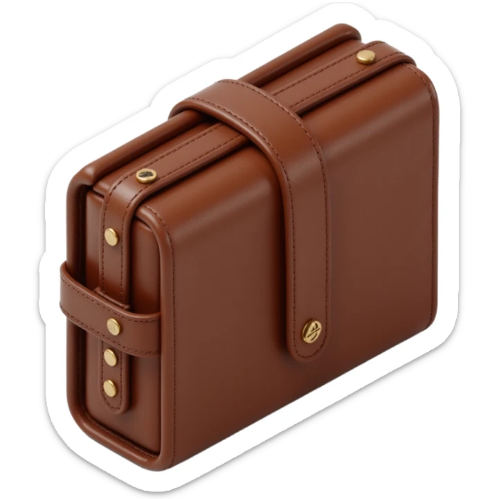 detailed leather wallet, skeuomorphism icon style sticker