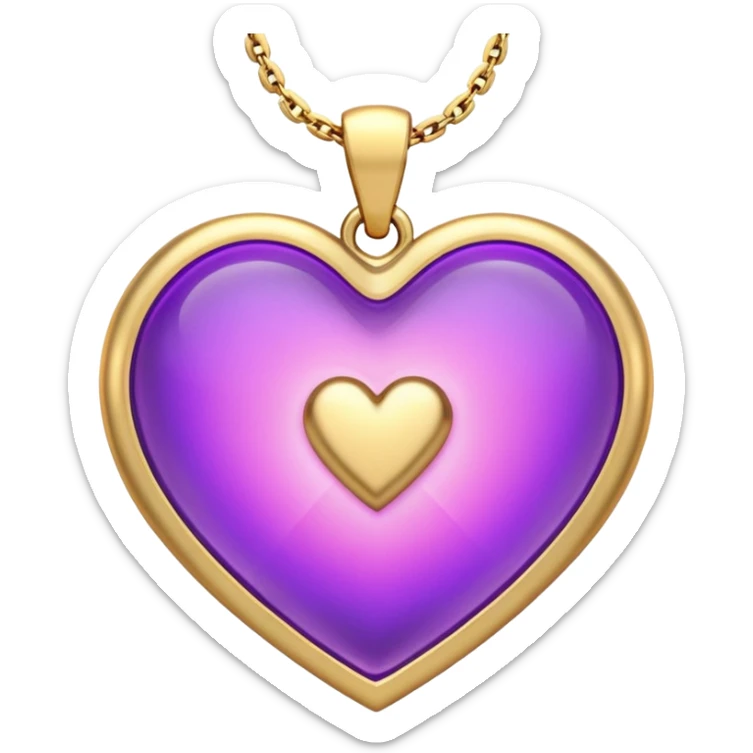 A very beautiful and aesthetic pink and gold heart pendant with a little I love you engraved on it. The style would be iOS. It has a purple glow around it. And it would look otherworldly and etherial. sticker