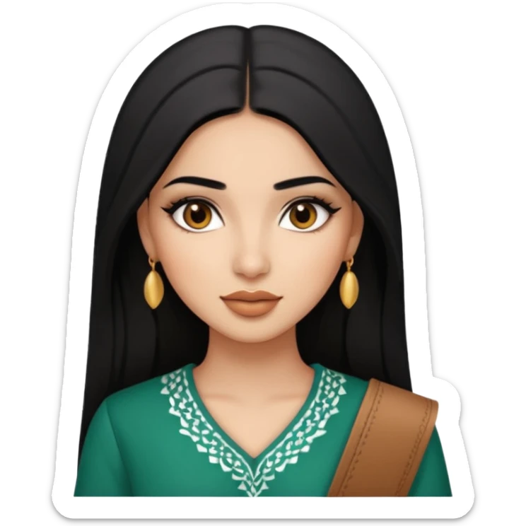 Une fille algérienne ou marocaine cheveux lisse trop belle vêtements stylés et des maquillages trop magnifique sticker