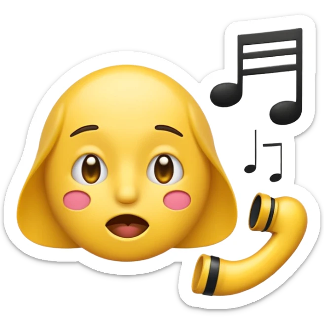 emoji whistling with music notes coming out its mouth and side-eyeing sticker