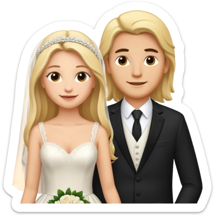 Happy Wedding couple blonde bride long hair and long black hair Chinese groom


 sticker