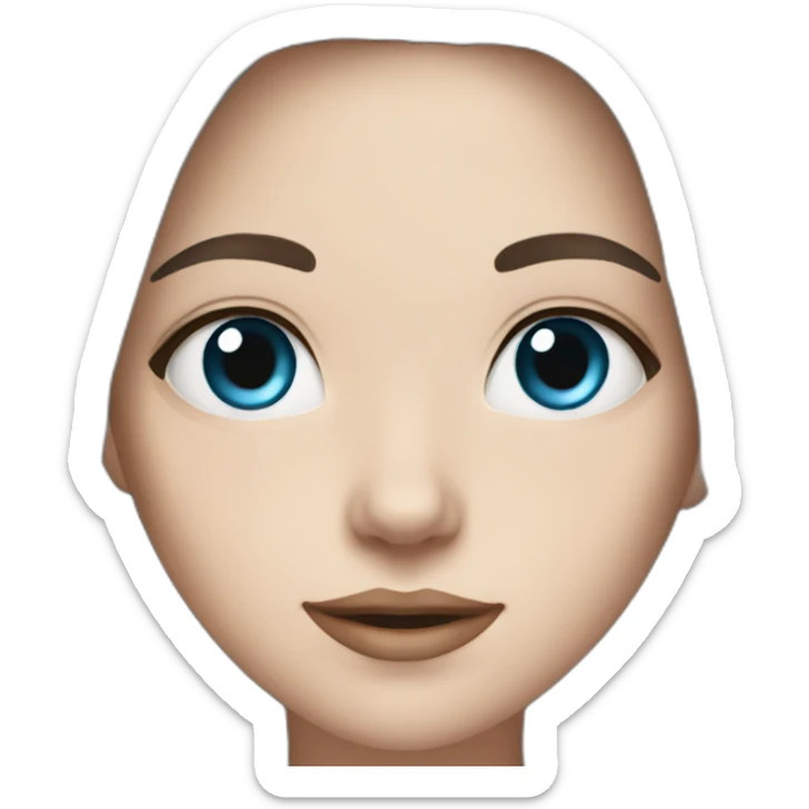 White girl with pastel blue eyes and with long dark brown hair sticker