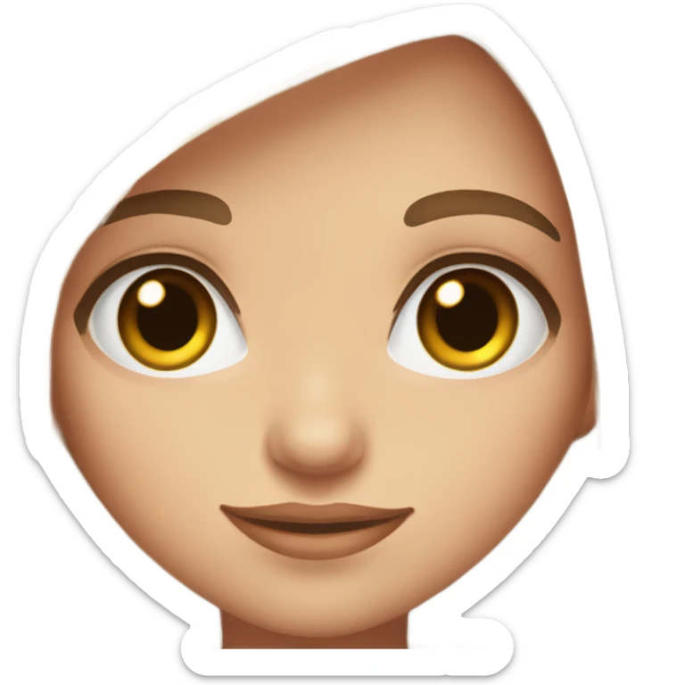 Girl with long brown hair hazel eyes and long eyelashes and eyebrows sticker