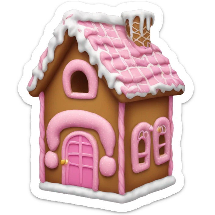 A pink gingerbread house sticker