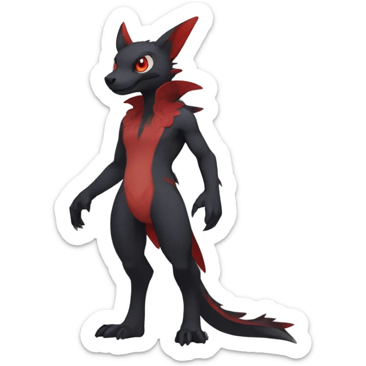 Anthro Cute cool black red nargacuga animal hybrid Fakemon full body sticker