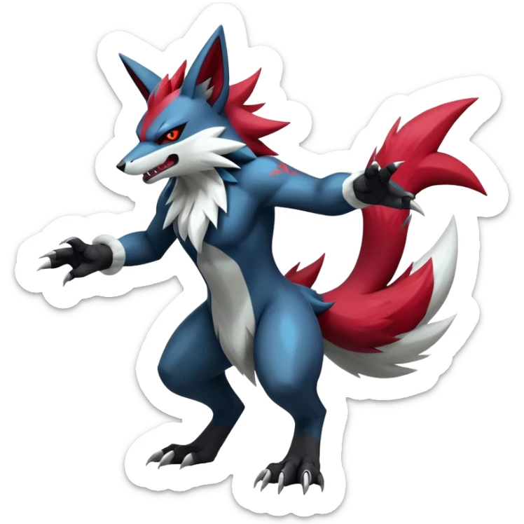 Shiny Epic Badass Zoroark-Zangoose-Zeraora-hybrid (Full body) sticker