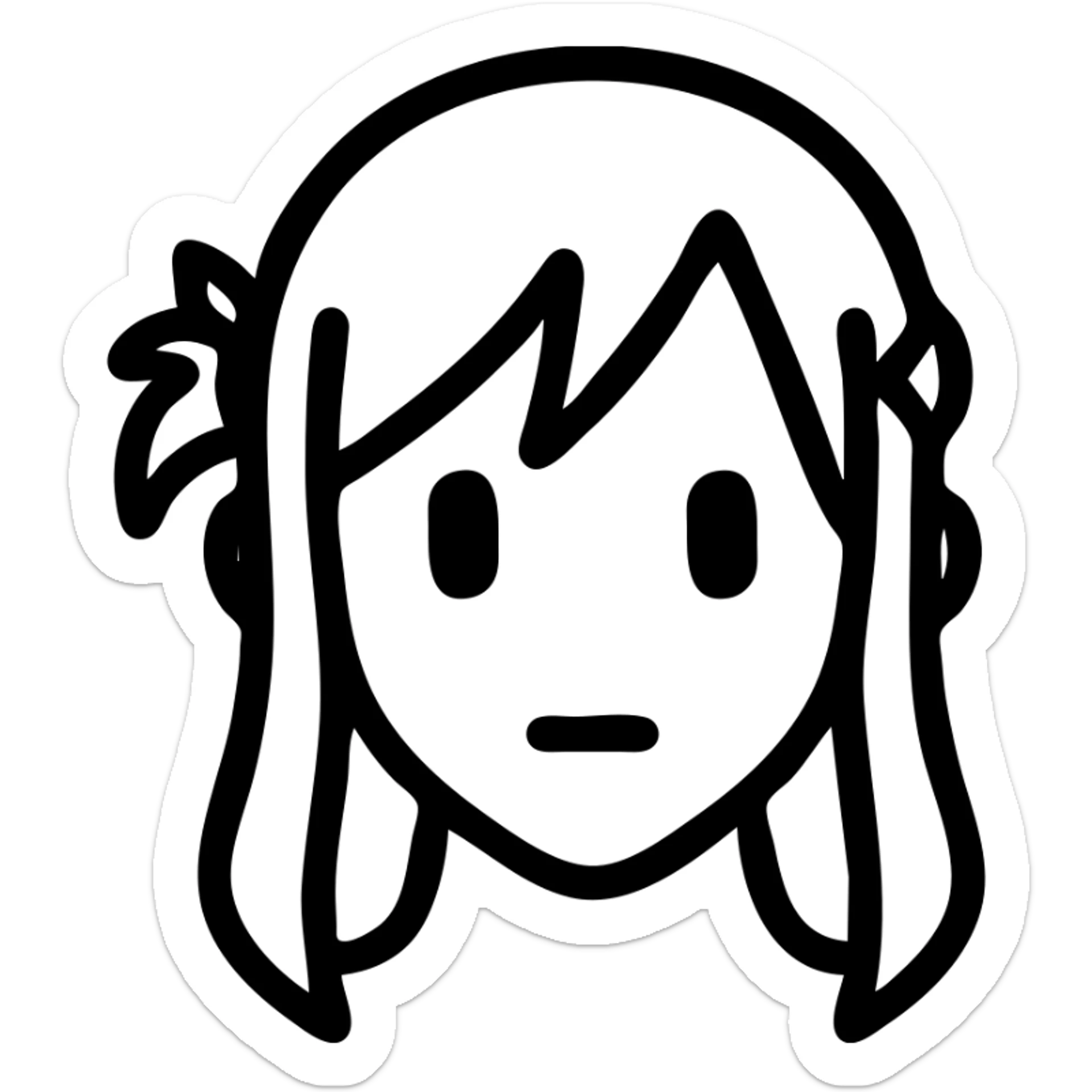 Sticker of Asuna from Sword Art Online in outline style, face only, transparent background, inspired by the reference image. sticker