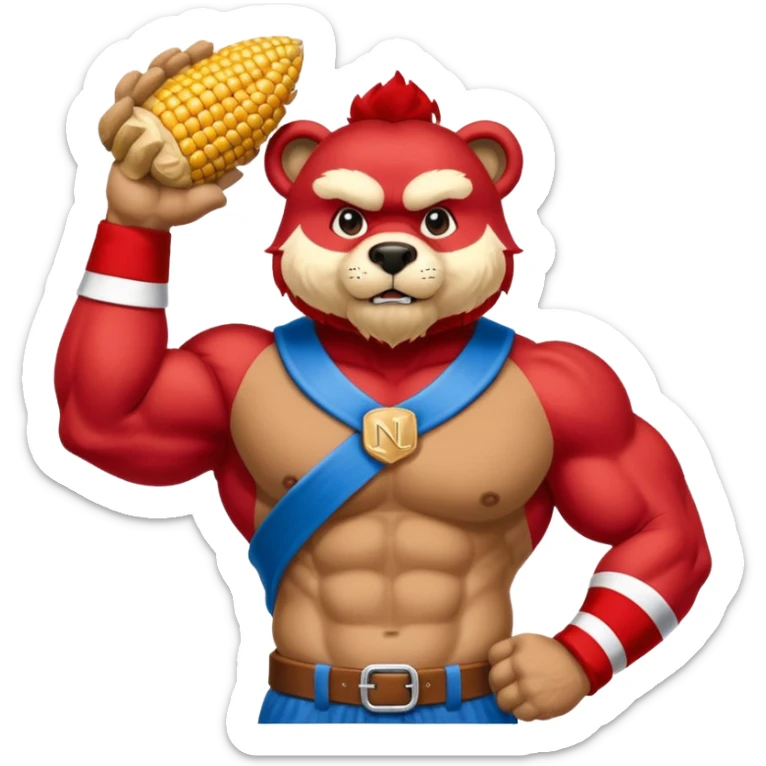 Can you create a emoji of threw Nebraska Cornhusker mascot sitting on top of the UCLA Bruin mascot sticker