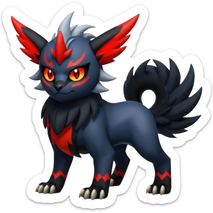 Handsome cool badass edgy Absol-Litten-Zorua-Giratina-Yveltal-Pokémon-Fakémon-fusion-hybrid-creature sticker