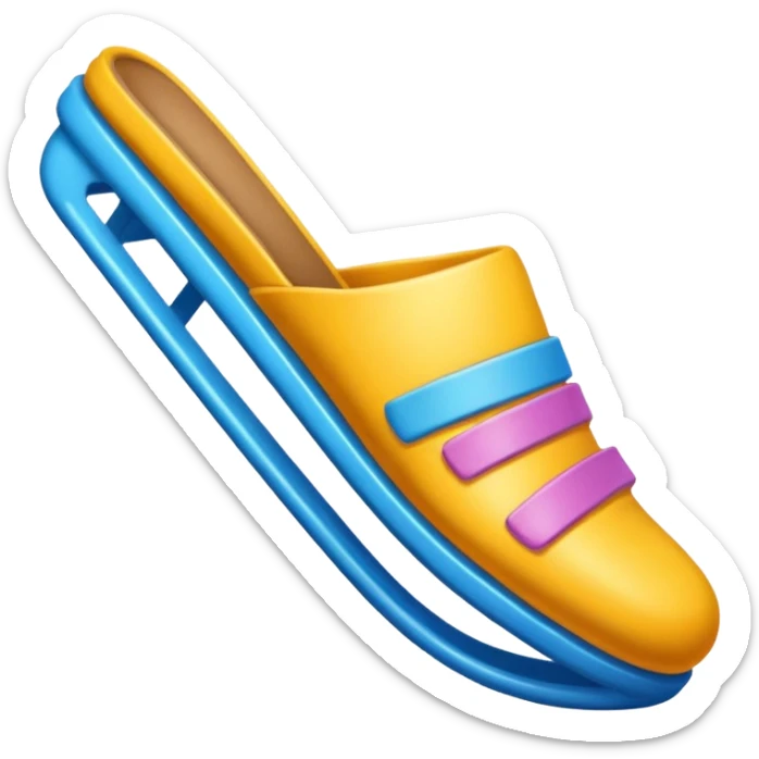 close up of a foot in a slipper on the stairs, bright colors sticker