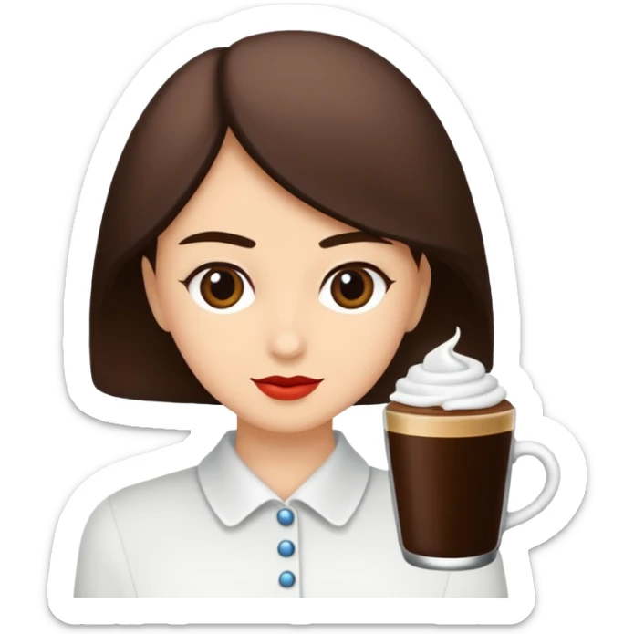 Koyu kahverengi kelebek model saçları olan buğday tenli bir kız sticker