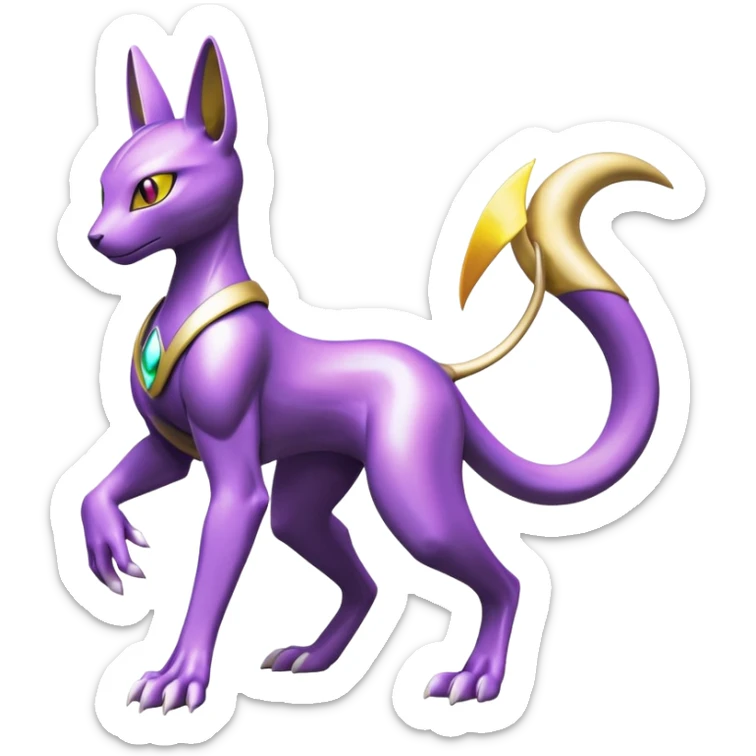 Colorful Shiny Futuristic Mewtwo-Renamon-Anubis-fusion full body sticker