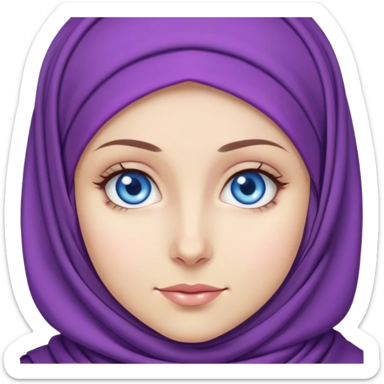 Turkish beautiful finish Konya girl blue eyes with purple color and ramadan hijab  sticker