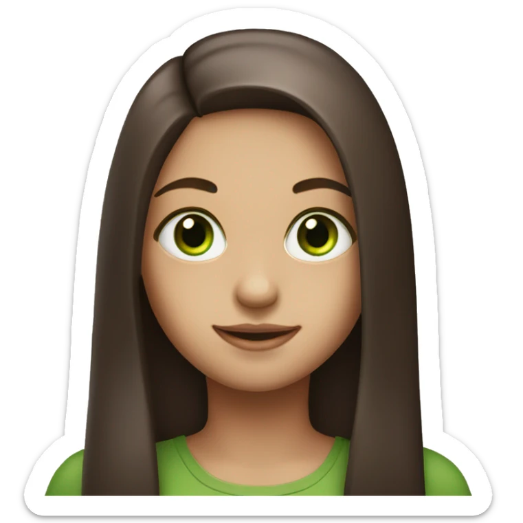 A girl with long straight chocolate hair with green eyes sticker