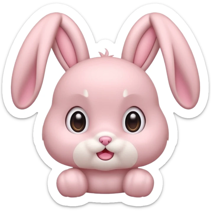 Pastel pink bunny, kawaii fluffy ears and body pretending to be shocked  sticker