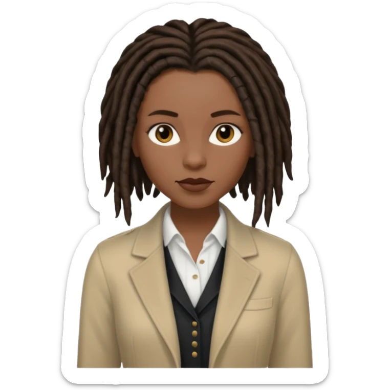 white woman brunette with short hair feminine clothes. And black woman with long dread locks with more masculine clothes sticker