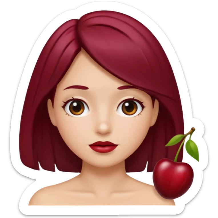 I take second photo but change the color of the hair for a red cherry or burgundy sticker