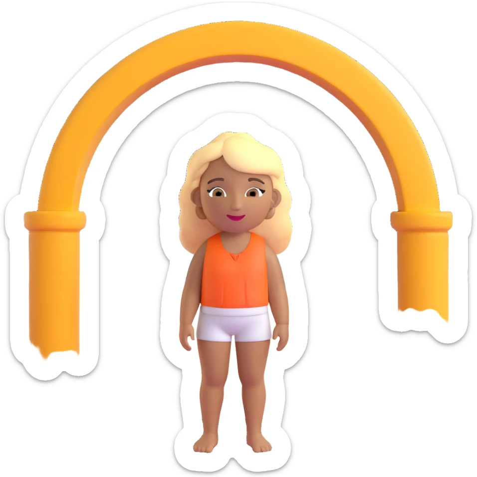 blonde woman with light brown skin, with the Atalaia Beach arches (Aracaju-SE, Brazil) in the background sticker
