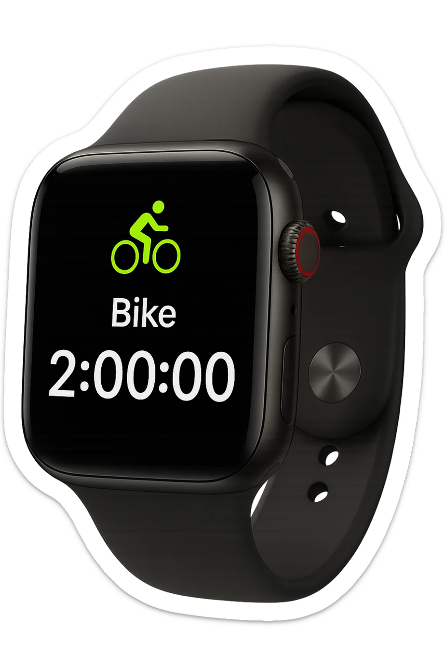 smartwatch con modalità attiva di bici che segna 2 ore di bici, REALISTICA 4K sticker